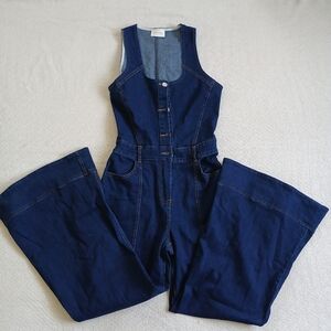 wisteria lane ♡ wide leg flare denim jumpsuit small